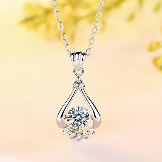 Dancing Stone 0.5 Carat Moissanite Diamond Necklace 925 Sterling Silver XFN8139